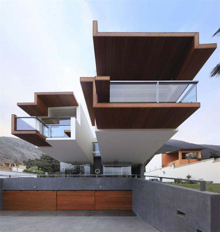 Moderni arkkitehtuuri talot rakentaa arkkitehti talo talo julkisivu puubetoni