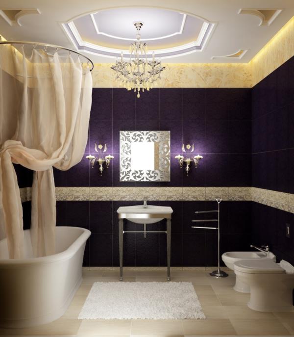 Moderni kylpyhuoneideoita ylellinen mukavuus kylpyamme tumman violetit laatat