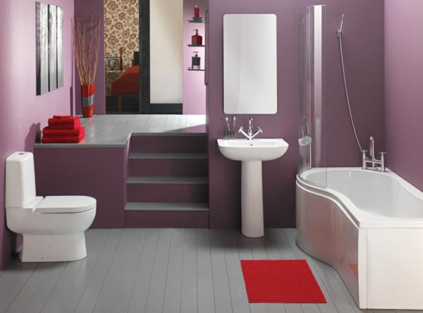 Moderni kylpyhuoneideoita ylellinen mukavuus kylpyamme violetit seinät