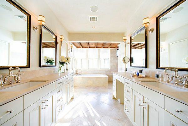 Moderni kylpyhuoneideoita ylellinen mukavuus valkoinen sisäpeili
