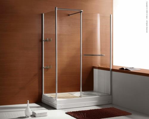 Moderni suihkukaappi minimalistisesta ruskeasta lasista