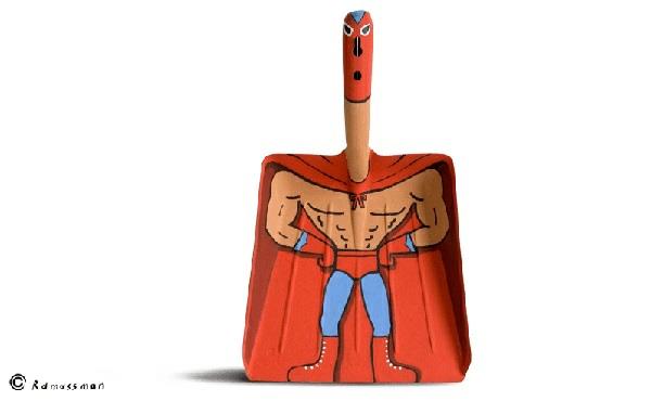Ranskalainen taiteilija Gilbert Legrand superman -lapio