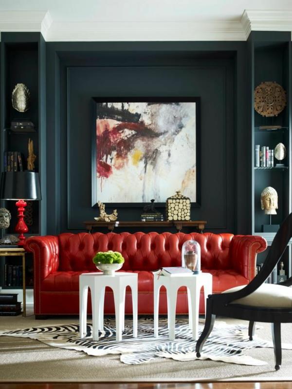 Moderni olohuoneen kalusteet punainen nahkasohva