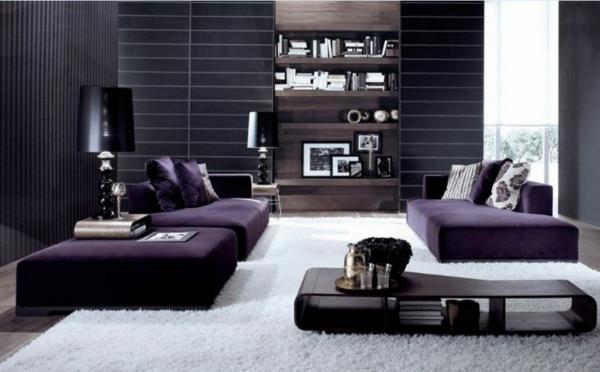 tumman violetti ylelliset olohuoneen huonekalut tummat seinän värit