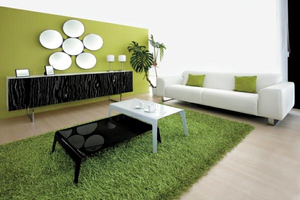 Moderni väliseinä vihreä olohuone huonekalut vihreitä vivahteita