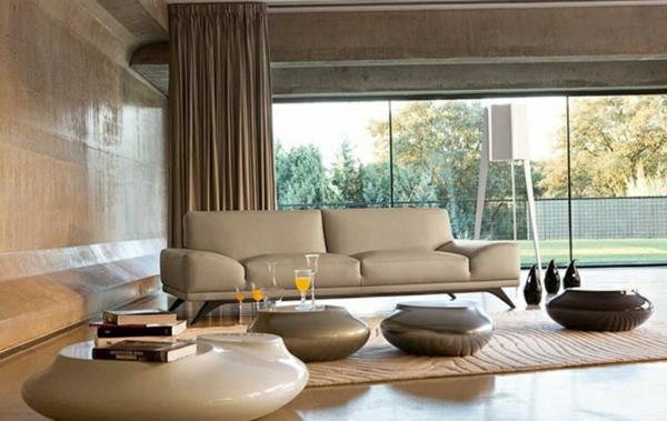 Nykyaikaiset olohuoneen huonekalut soikeat luonnolliset muodot