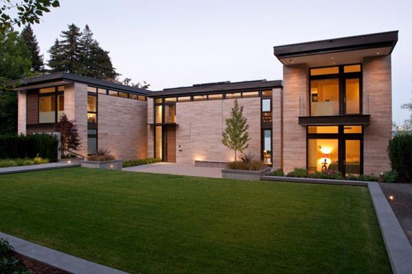 Moderni koti Washington -järven puutarhan suunnittelu