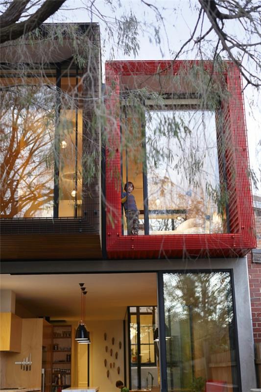 Moderni japanilainen yhden perheen koti korkeatasoiset lasi -ikkunat achorn