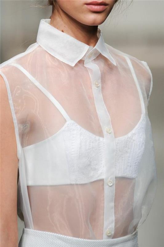 Muotitrendit läpinäkyvät mekot paita ilman hihoja