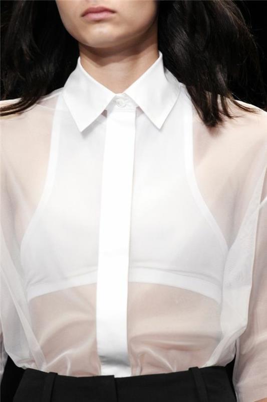 Muoti trendi läpinäkyvä mekot läpinäkyvä valkoinen paita