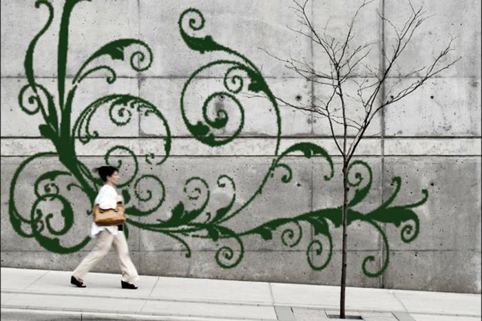 Sammal graffiti katutaiteilija ornamentti seinä kadun ohikulkija