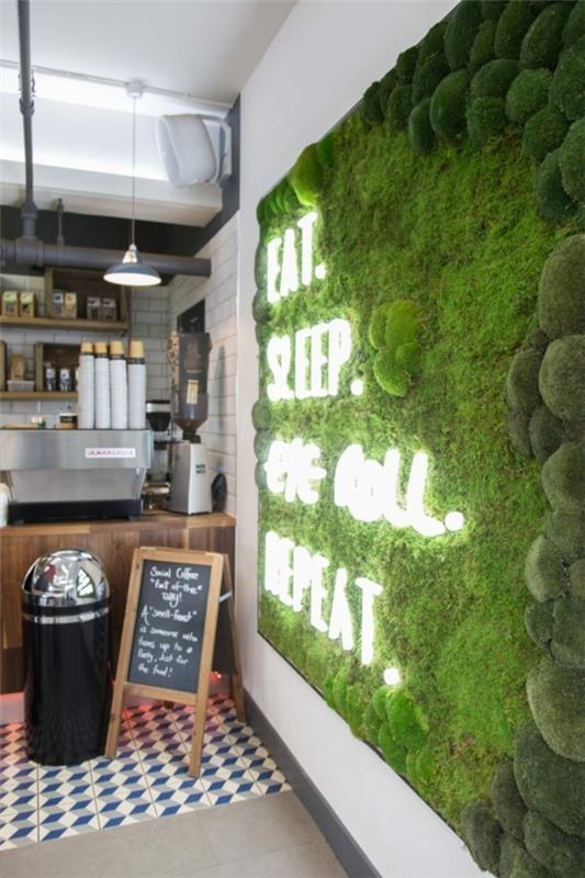 Tee sammalseinä itse Biophilia -seinäverhousravintola