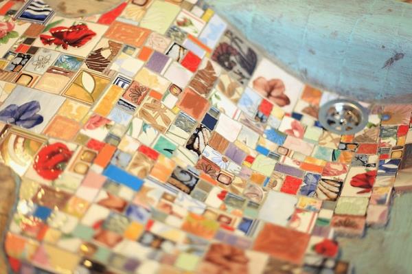 Mosaiikki mänty puu pesuallas suunnittelu kaunis