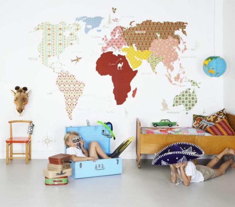 Näyte taustakuva maailmankartta tapetti suunnittelu lastenhuone