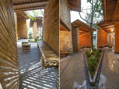 Kestävät puutarhatalot, jotka on valmistettu bambusta ja kivestä