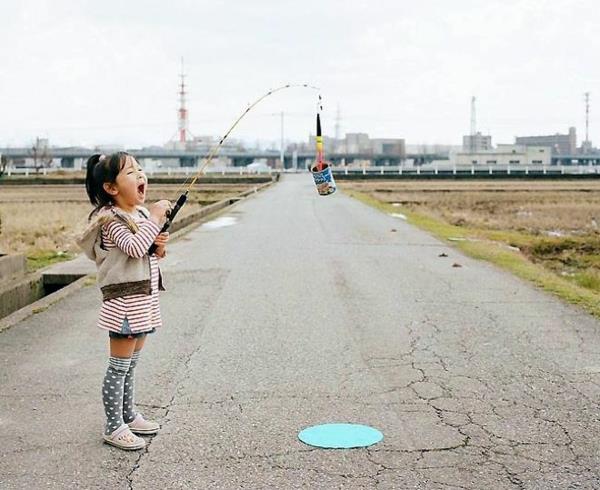 Nagano Toyoka tytär kalastus lapset kuvia