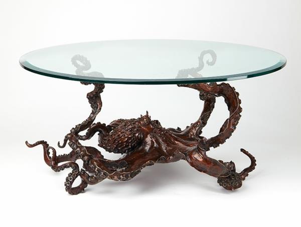 Mustekala-huonekalut-koristelu-taide-moderni-sohvapöytä-pyöreä lasi