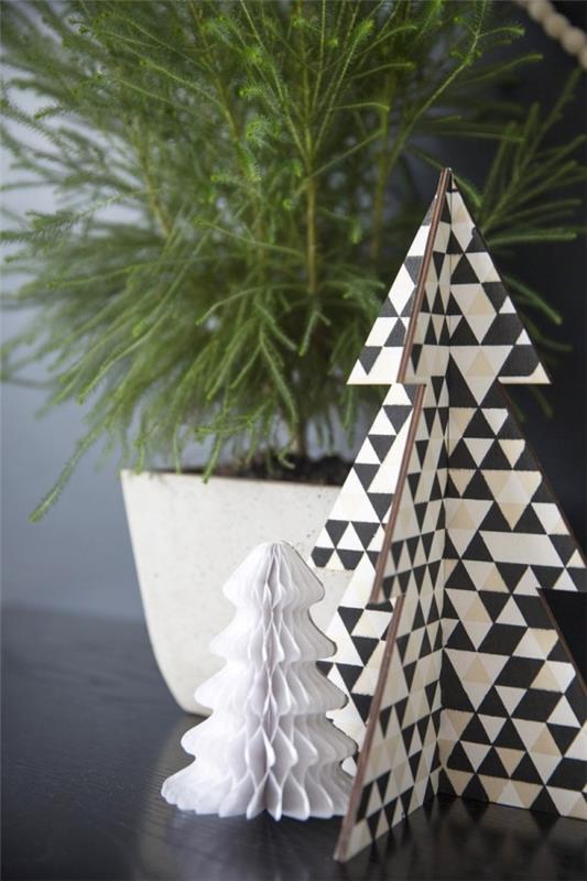 Origami -joulukäsityöt paperisista joulukuusihahmoista
