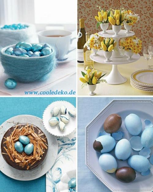 Pääsiäiskoristeet ja koriste -esineet pääsiäispupu kukat ruokapöytä