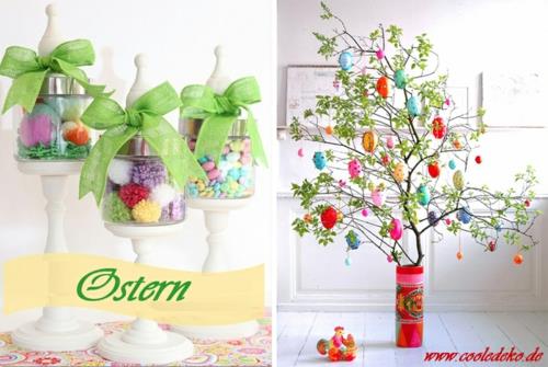 Pääsiäinen koristelu koriste -esineet pääsiäispupu kukkii pääsiäinen puu