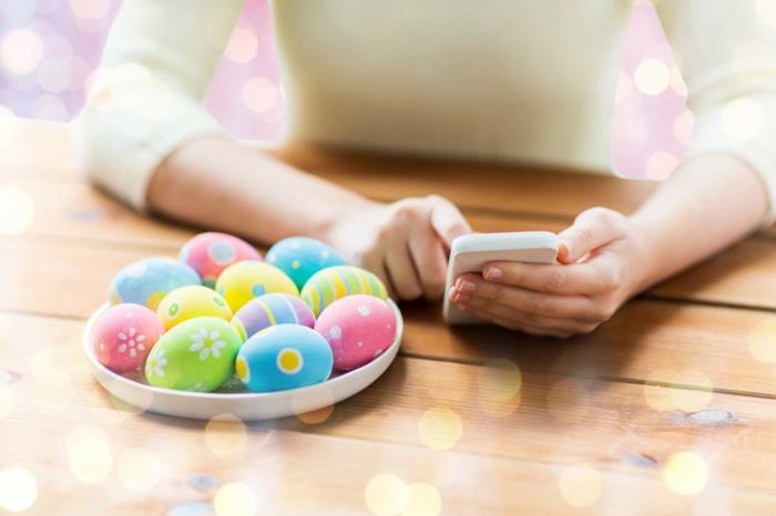 Pääsiäisen sanonnat OSterfest OSterdeko Pääsiäispupu kysyy tekstiviestejä