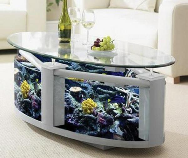 Soikea pala luonnollisia sohvapöytiä puulasi tyylikäs olohuoneen akvaario