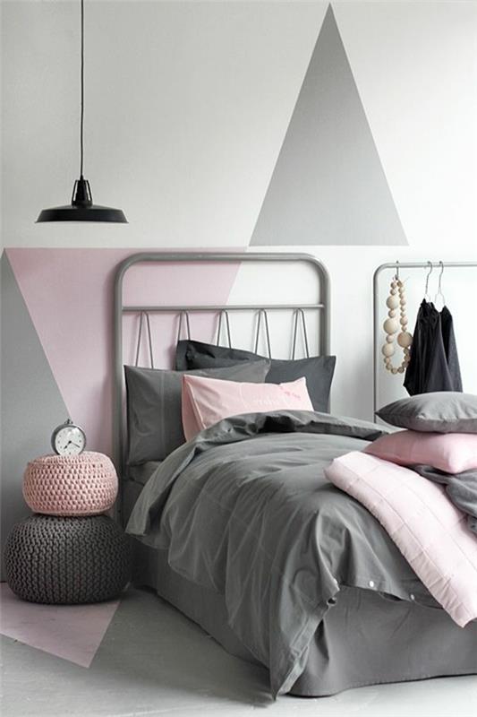 Pastelliseinävärit väripaletti värisuunnittelu sängyn kolmiot