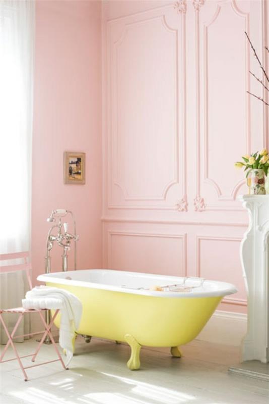 Pastelli värivalikoima värisuunnittelu seinäkoriste keltainen kylpyamme
