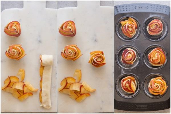 Persikka luumu lehtitaikina ruusut valmistus resepti ideoita