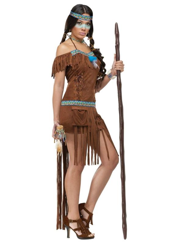 Pocahontas -puku piirtää vankan ilmeen