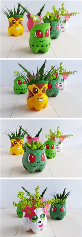 Pokemon tinker lasten kanssa - upeita ideoita ja käsityöohjeita muovipullot kasvi kukkaruukku