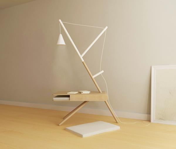 RE LIGHT sivupöytä ja lamppu valkoinen Presek Design Studio