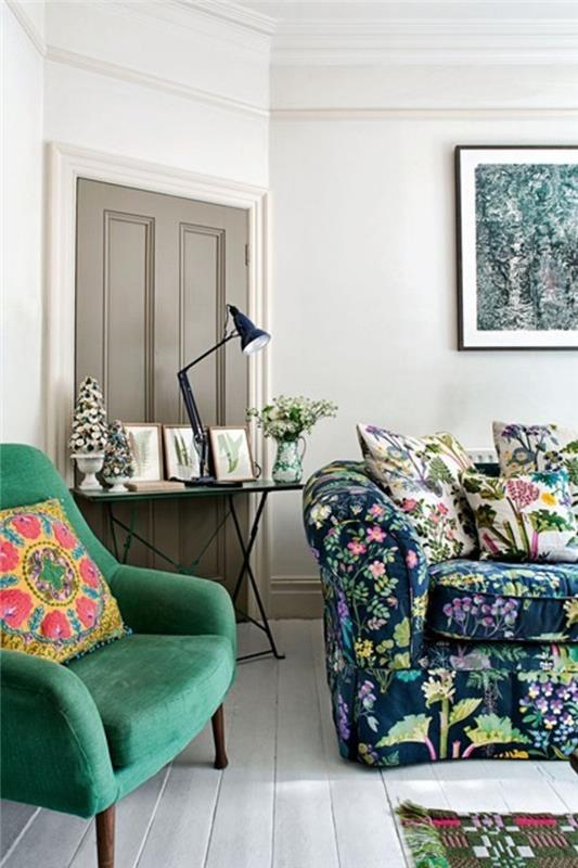 Huoneen suunnitteluideoita retro olohuoneen huonekalut kukkakuvio