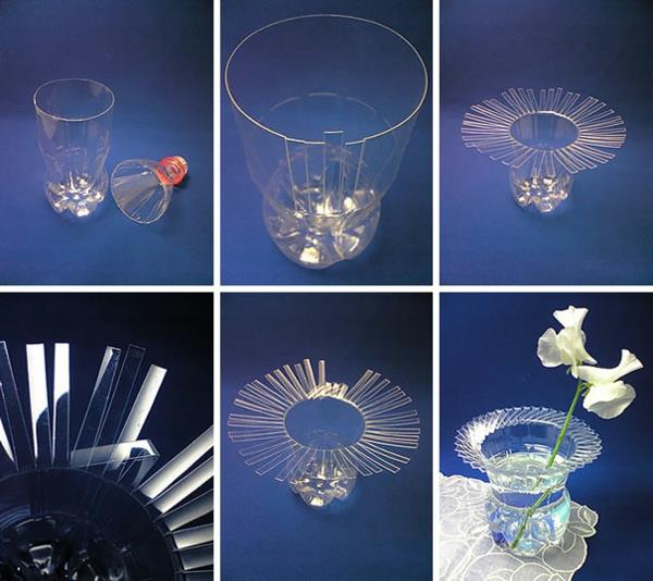 Kierrätetty kukka -maljakko -muovipullot, jotka koristavat ideoita DIY