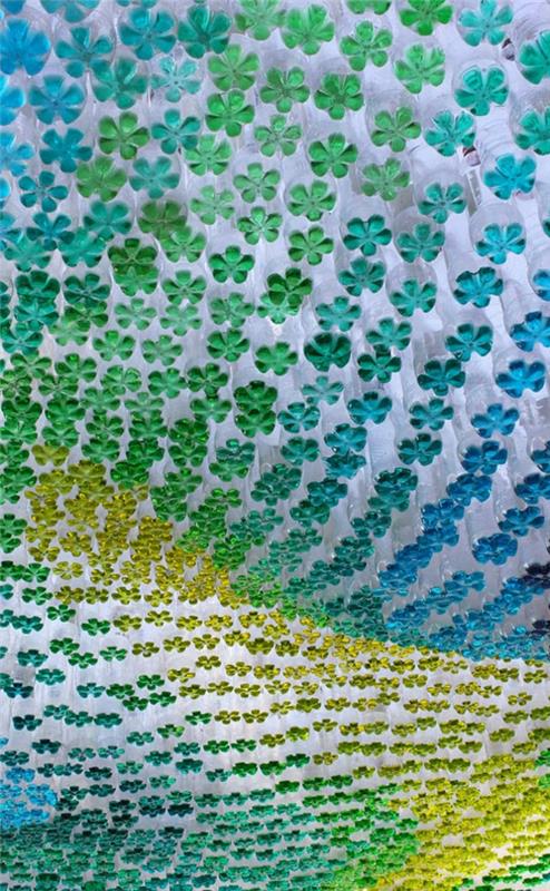 Kierrätetyt muovipullot vihreä sininen