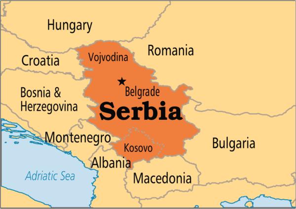 Matkustaa Serbia kartta maamerkkejä
