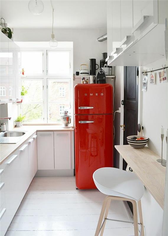 Retro jääkaappi smeg punainen keittiön suunnitteluideoita