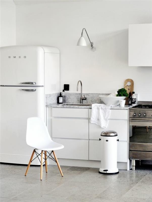 Retro jääkaappi smeg valkoinen keittiön suunnitteluideoita