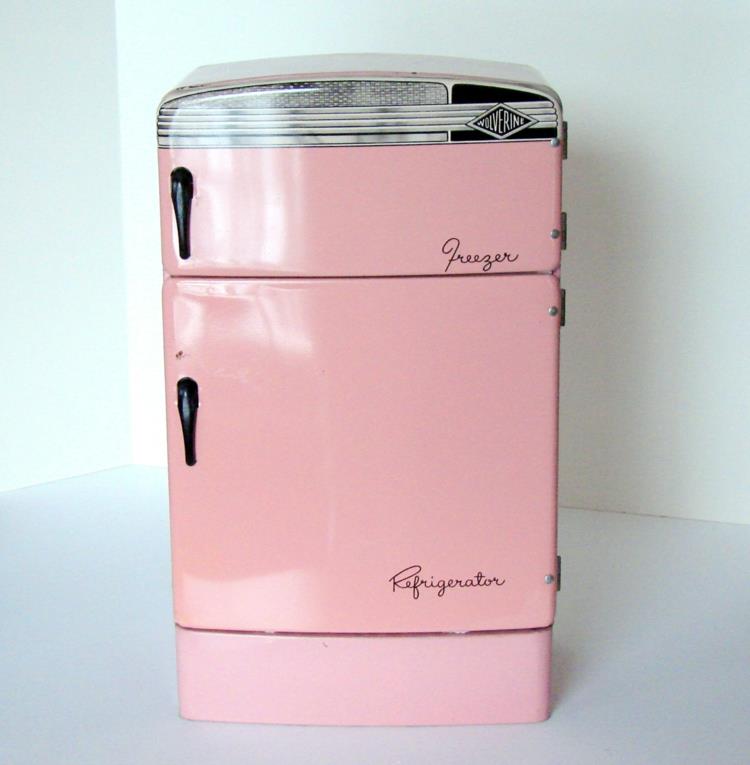 Retro -jääkaapit vaaleanpunaisia ​​pieniä keittiösuunnitteluideoita