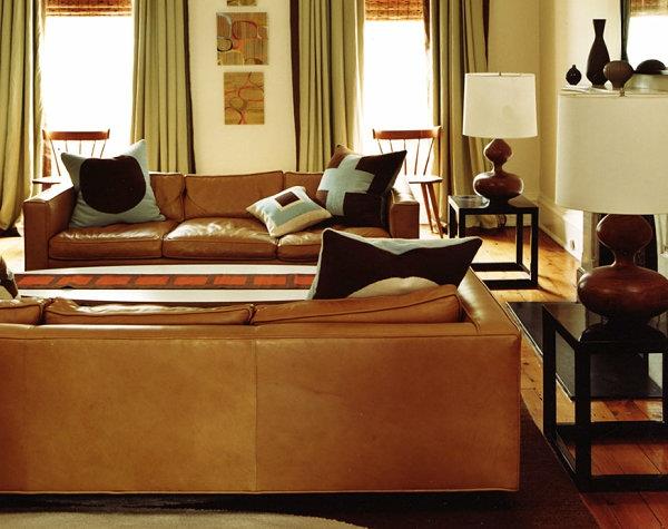 Retro- ja modernit olohuoneen nahkaiset huonekalutyynyt