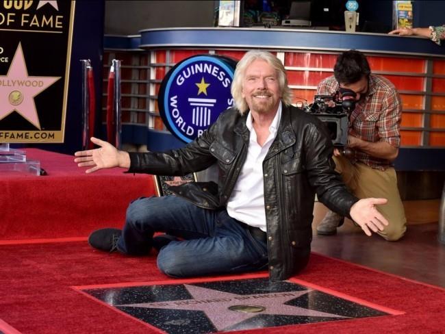 Richard Branson loistava miljardööri menestyvä yrittäjätähti Hollywood Walk of Famella kuuluisalla kuuluisuuden kadulla