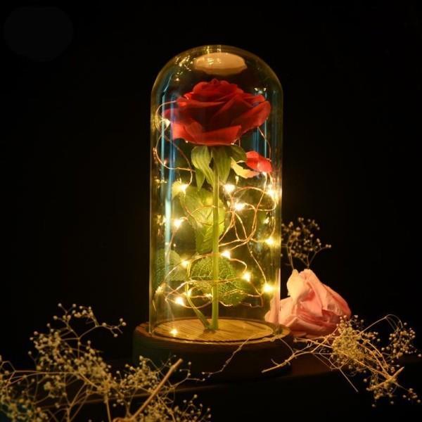 Rose lasissa ideoita koristeltu pieni valoketju suuri katseenvangitsija