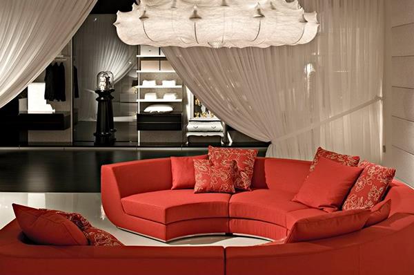 Punaiset sohvat olohuone Marcel Wanders loistava kulmasohva