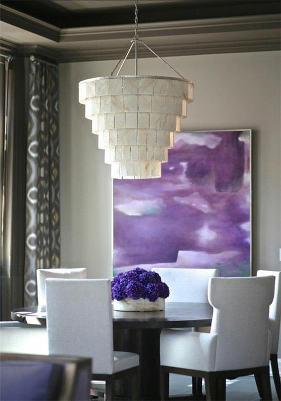 esteettinen suunnittelija ruokapöydät riippuvalaisin violetti kangas