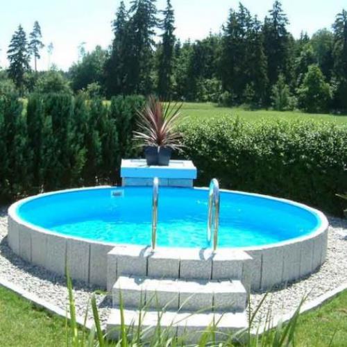 Pyöreät puutarha -altaat täydelliset malliportaat, hyvä uima -altaan kansi vaaditaan