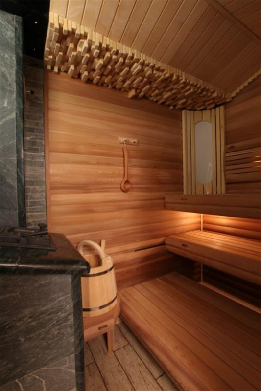 Sauna puusta, klassinen muotoilu Saunominen kotona on terveellistä