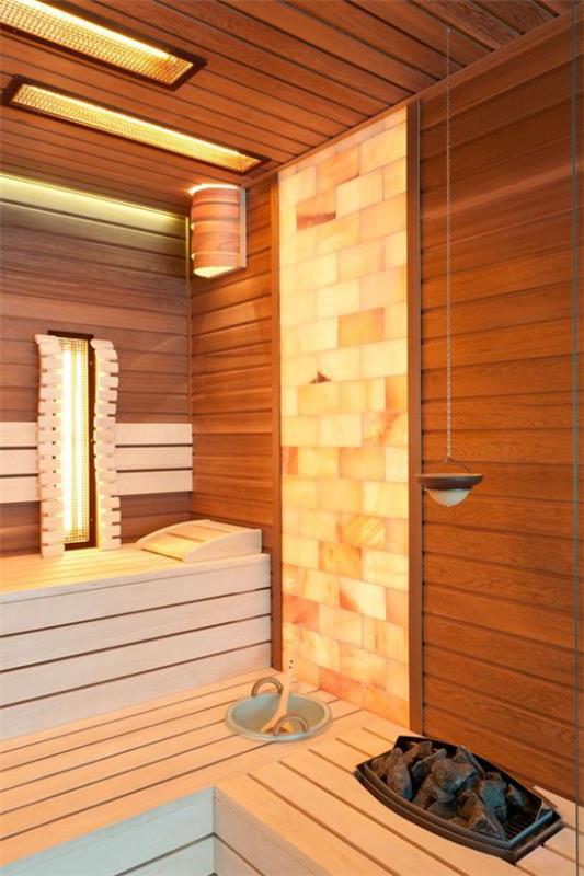 Sauna kotona sauna lisävarusteet hyvä valaistus kutsuva ilmapiiri tuntuu hyvältä