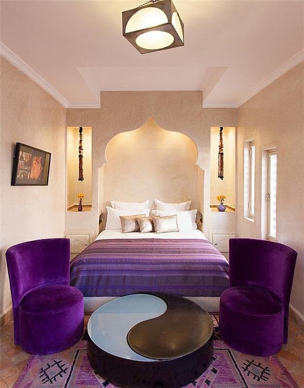 Makuuhuoneen suunnittelu makuuhuoneen suunnittelu marokko violetti valo