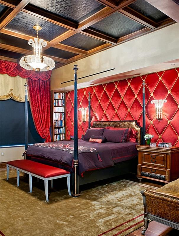 Makuuhuoneen suunnittelu punainen violetti