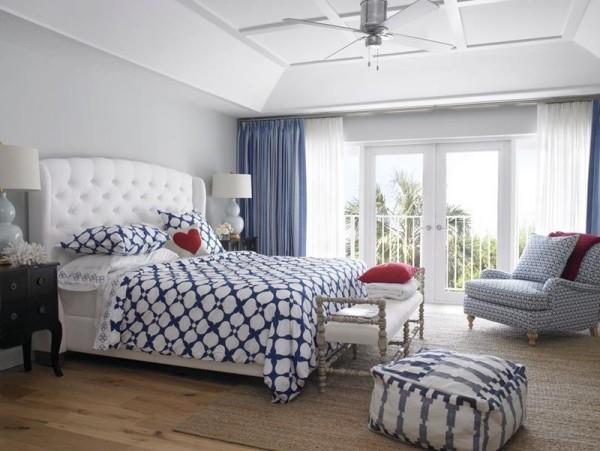 Makuuhuone ideoita merenkulun väri duo sininen valkoinen